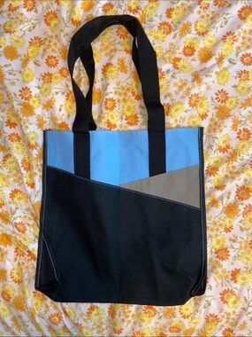 RETRO COLORBLOCK TOTE BAG NWOT Blue & Tan LEEDS